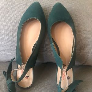 Anthro green suede ballet flats